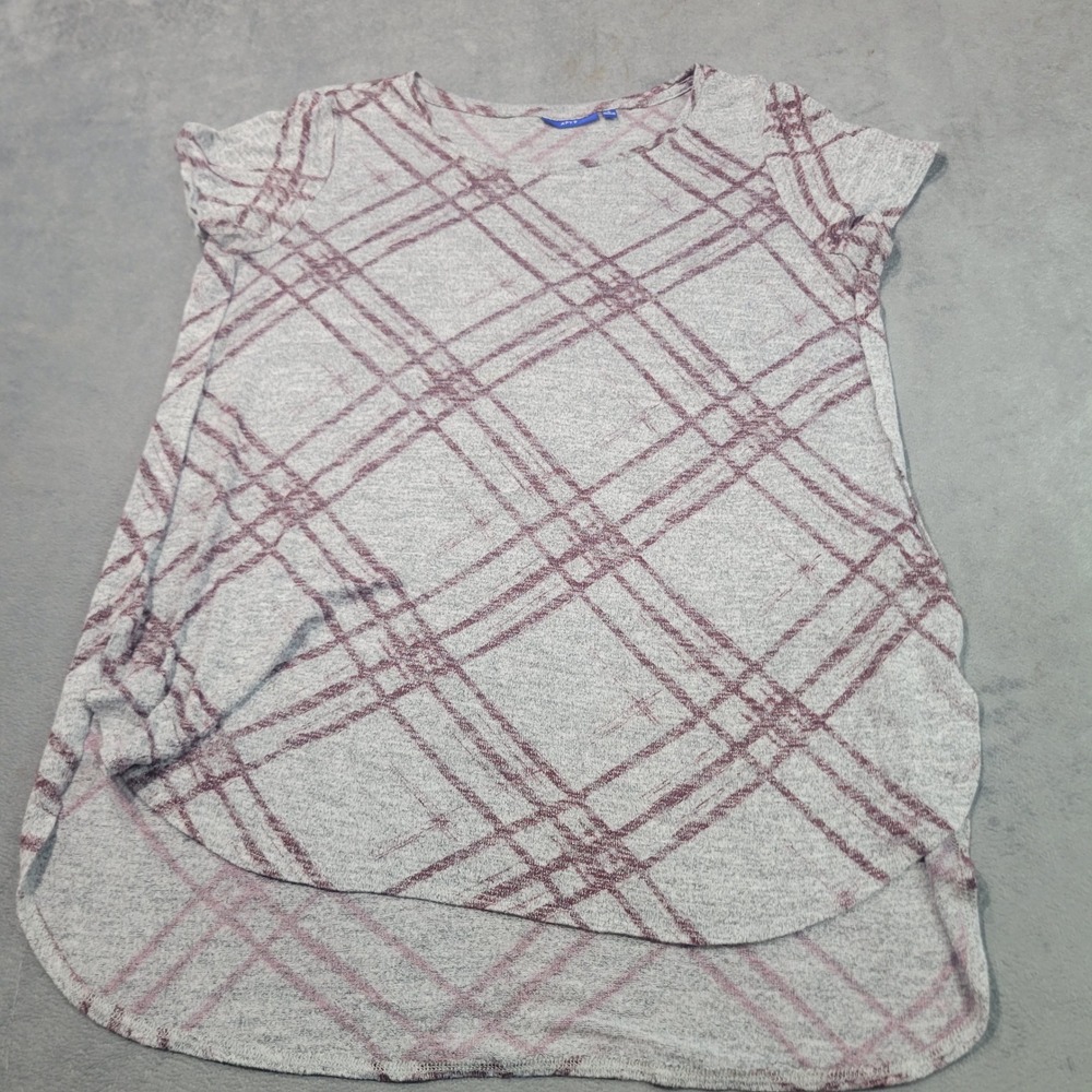 Apt. 9 Cardigan Womens L Gray Burgundy Space Dye Open Front Soft Knit Layering
